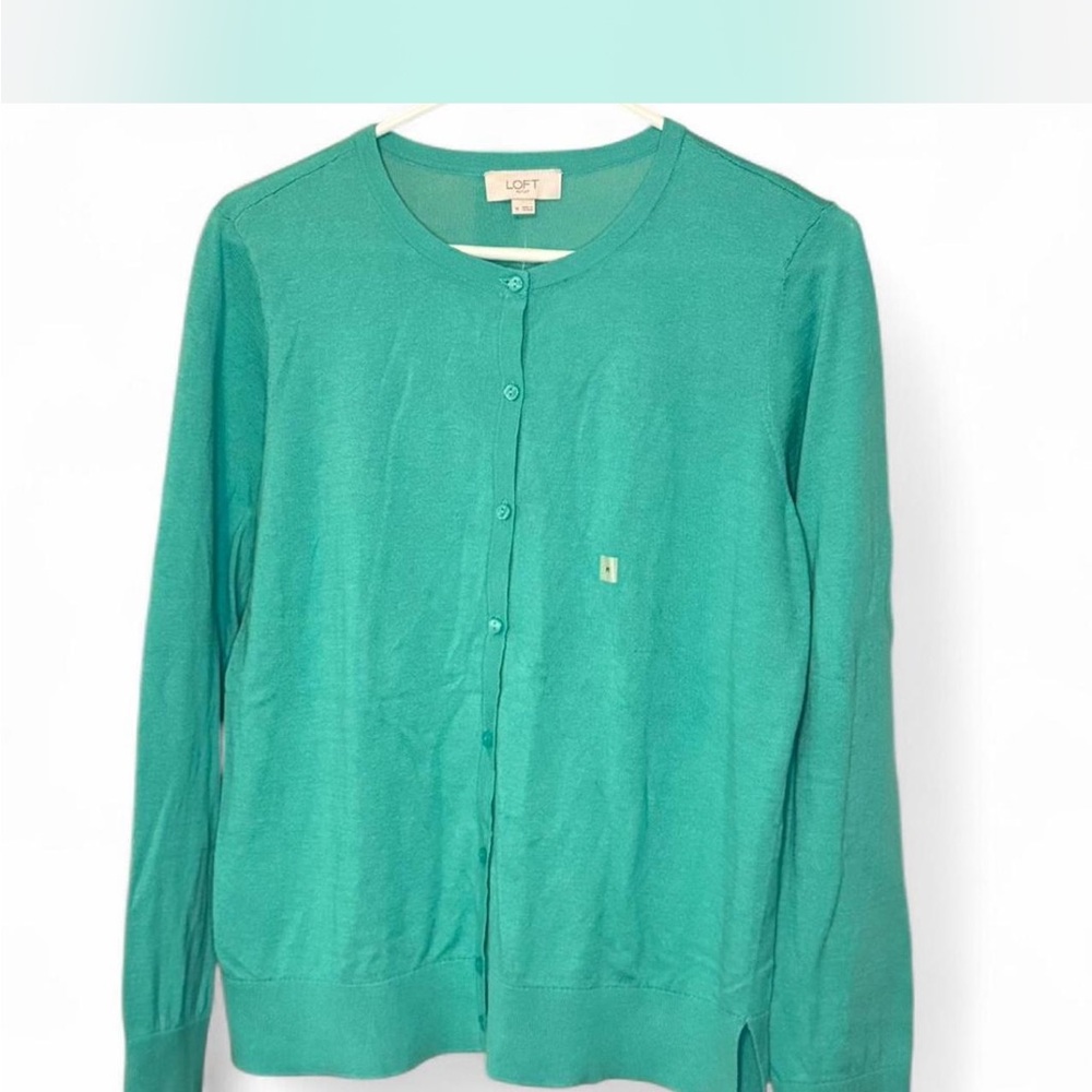 LOFT Women's Teal Button-Up Cardigan